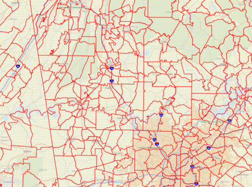 Zones in northwest Georgia